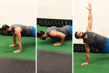 Man Doing T Push-Up During 20-Minute HIIT Workout