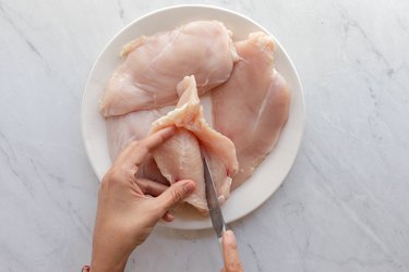 Cut pocket in chicken breast