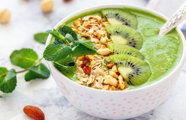 Avocado Smoothie Bowl With Almonds and Mint healthy breakfast