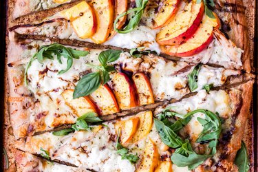 peach ricotta pizza slices