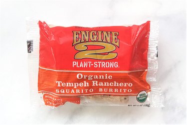Engine 2 Plant-Strong Organic Tempeh Ranchero Squarito™ Burrito is a frozen vegan burrito with its main protein source coming from organic tempeh.