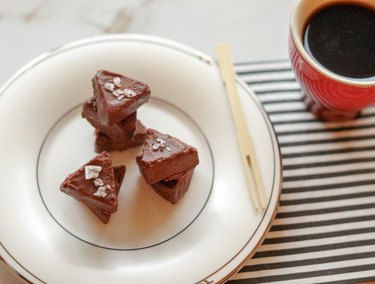 Chia chocolate fudge wedges fat bomb with Icelandic herb salt