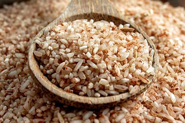 High Angle View Of Brown Rice