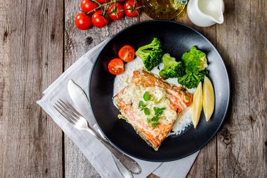 Grilled Salmon Steak with Cream sauce