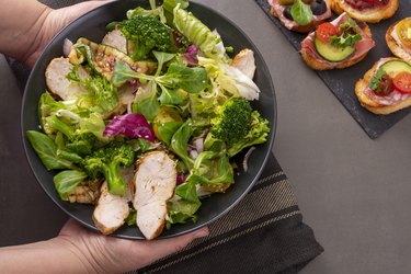 Grilled chicken, lettuce and broccoli salad