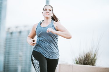 Woman Running in Downtown Austin