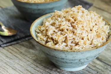 Cooked collagen-building Brown Rice in a bowl