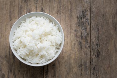 Directly Above Shot Of Rice In Bowl On Table