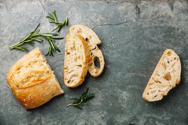 Sliced bread Ciabatta and rosemary