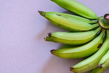 Bunch of young green plantains