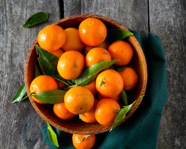 mandarins in a wooden bowl