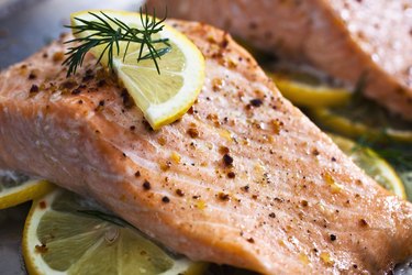 Baked Salmon with lemon on top