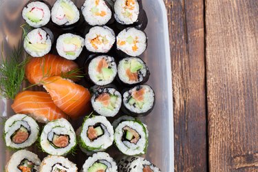 Sushi in a plastic box
