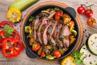 Fresh roast beef on a metal pan