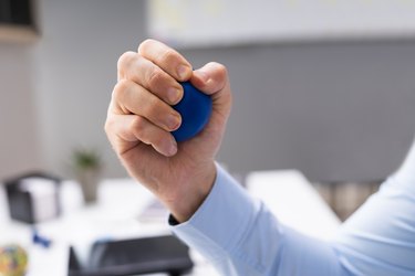 Businessperson hand with stressball
