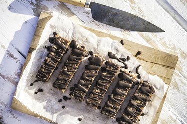 protein bars on cutting board