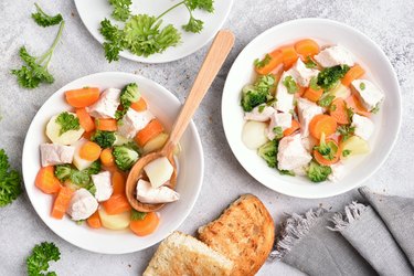 Boiled vegetable and chicken breast