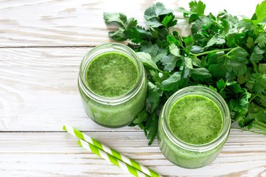 Healthy green smoothie with parsley