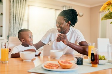 Always making breakfast time fun with my son