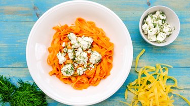 Italian Style Tagliatella Pasta With Feta Cheese