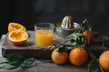 Glass of freshly squeezed orange juice