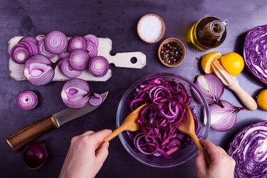 Ultra violet. Preparation of vegetables salad