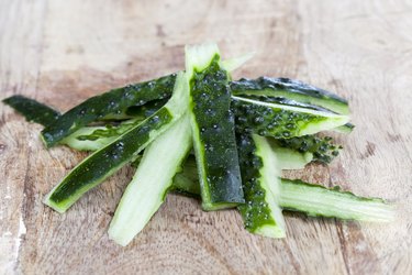 green peel of a cucumber