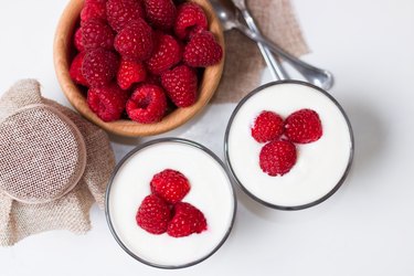 Raspberry yogurt snack