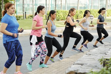 Women running outdoors