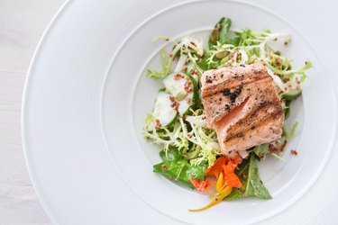 Salmon fillet with vegetables high protein diet