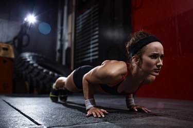 Pushing up in gym