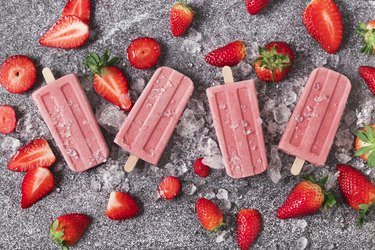 Strawberry, Pear and Lime Ice Pops