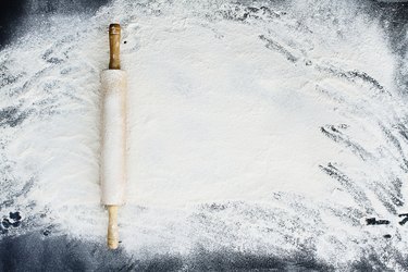 Rolling Pin Over Flour Background