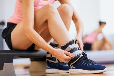 Use ankle weights during a leg or core workout to avoid injury.