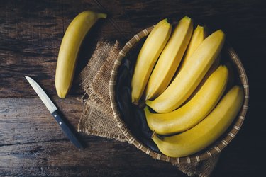 Directly Above Shot Of Bananas In Basket On Table