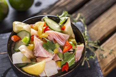 Fresh seafood Ceviche in bowl