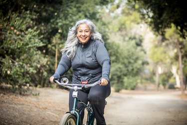 Woman doing a cycling workout