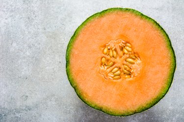 Cut of melon, fresh cantaloupe melons slice, top view