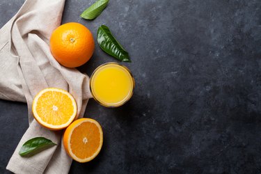 Fresh orange fruits and juice