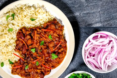 Vegetarian Soya Mince Chilli Con Carne and Rice