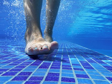 Underwater shot of feet on pool bottom