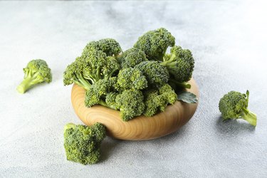 Bunch of broccoli, edible green plants in the cabbage family.