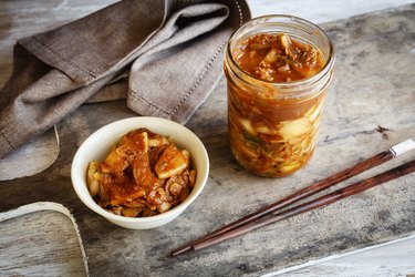 Fresh house made kimchi with chopsticks