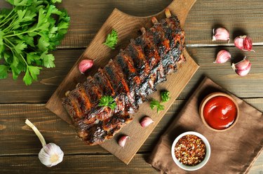 Pork ribs on cutting board