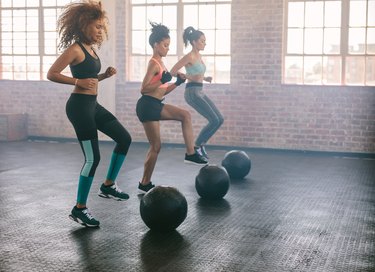 Women exercising in aerobics class