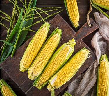 Close-Up Of Corns On Table