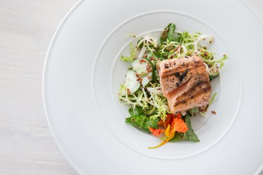 Salmon with salad