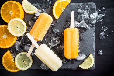 Homemade orange and lemon popsicles