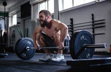 Bodybuilder exercising