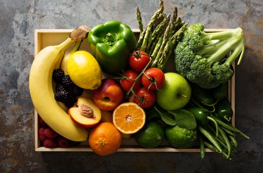 Fresh colorful vegetables and fruits